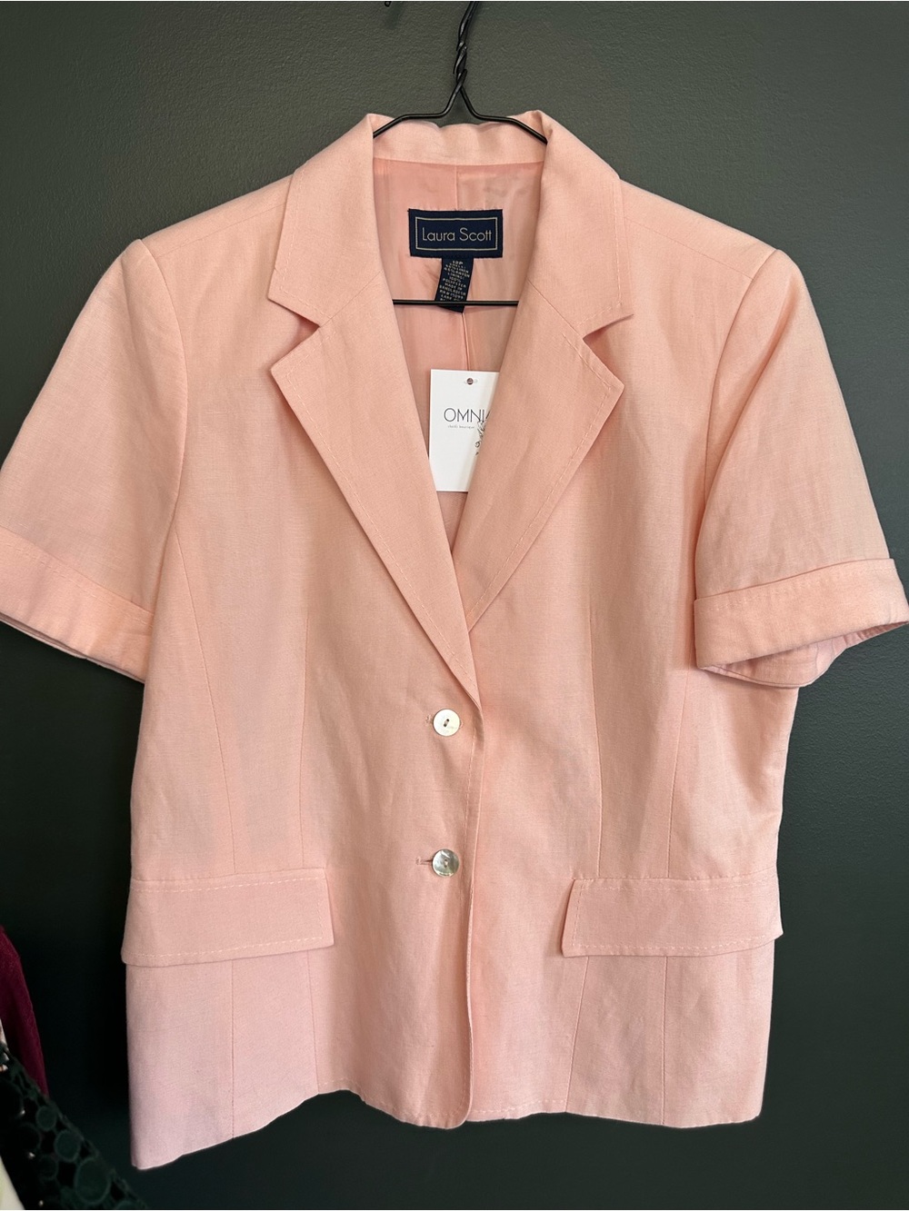 Vintage Laura Scott Peach Short Sleeve Blazer